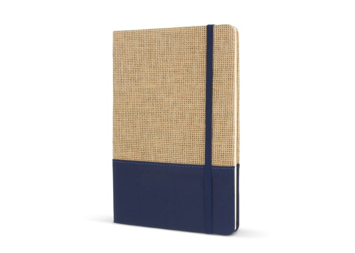 Carnet A5 personnalisé en jute R-PET Bleu foncé